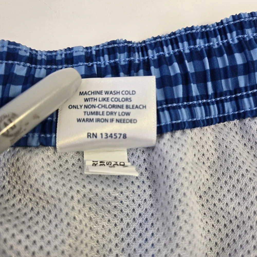 Vineyard Vines Boys Chappy Swim Trunks Blue Gingham Check American Flag Whales L